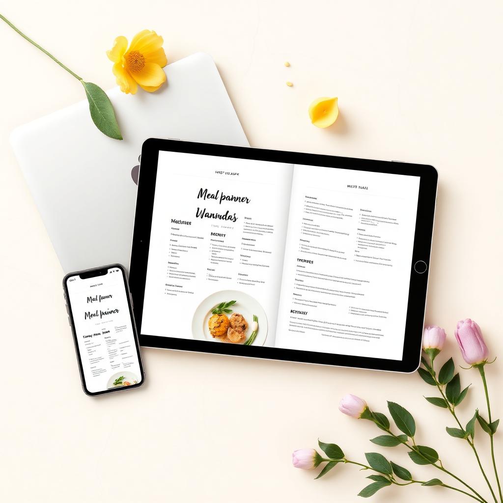 Meal planner on iPad, phone and laptop